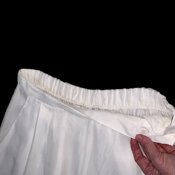 Chris Kellogg Vintage Wide Legged Pants Size 12 Chiffon Layer Pleated Off White - Picture 4 of 8